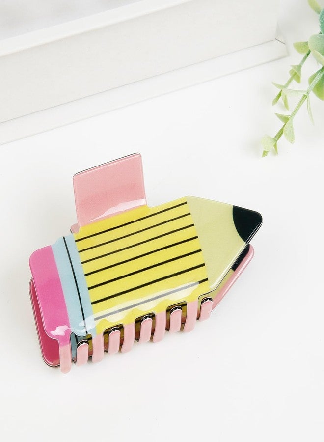 TEBIEKOY 4Pcs Pencil Hair Claw Clips - Funny Teacher Hair Clips Hair Jaw Barrettes for Women Cute Back to School Hair Accessories for Teachers Students Appreciation Gift,Style1 - Image 4